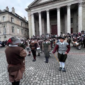 Les Cadets de Genève en tête de cortège du Défilé de l'Escalade